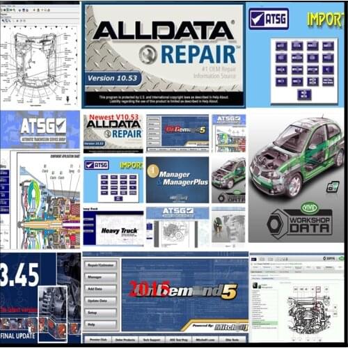 2021 All data Auto Repair software Alldata 10.53 Mit--chell od5 software 2015v Vivid workshop data ATSG 24in1 1tb hdd usb3.0