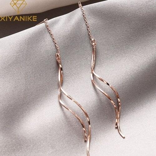 XIYANIKE Hot Sale 925 Sterling Silver Long Tassel Earrings Trendy Elegant Party Accessories Fine Jewelry for Women Couple Gifts