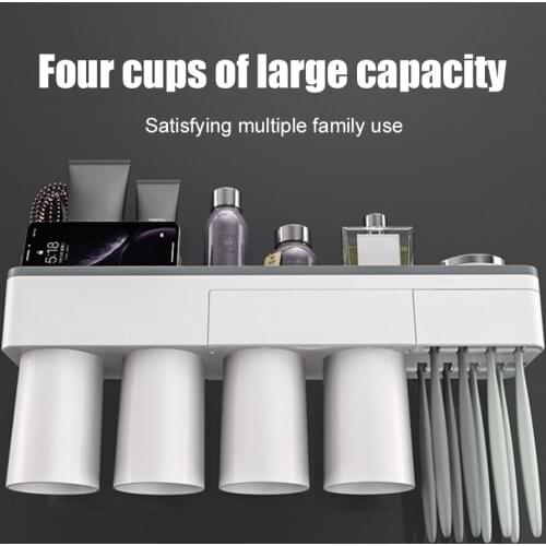 Magnetic Adsorption Toothbrush Holder Inverted Cup Home Bathroom Supplies Storage Rack Wall Mount Bathroom Accessories Set