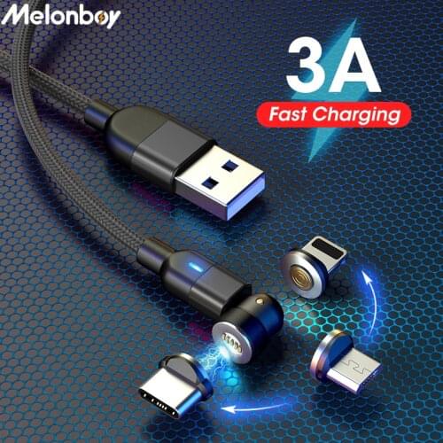 3A Fast Charging Magnetic USB Cable For iPhone Xiaomi 540 Magnet Charger Micro USB Type C Cable Phone Data Charge Cable Wire
