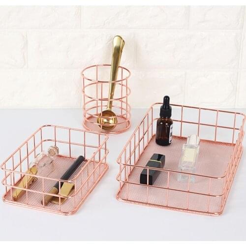 Metal Cosmetic Desktop Organizer Box Toy Clothes Makeup Holder Kitchen Storage Basket