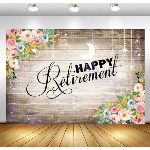 MOCSICKA Rustic Wood Retirement Party Backdrop Colorful Flowers Tassel Photography Background