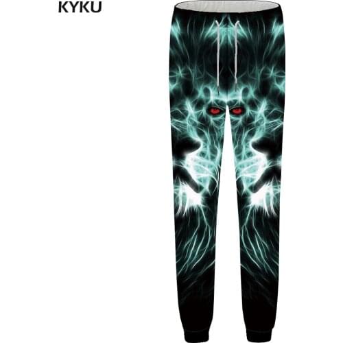 KYKU Lion Sweatpants Men Animal Jogger Britches Straight Gothic 3d Print Pants Black Anime Mens Trousers Fashion 2018 Plus Size