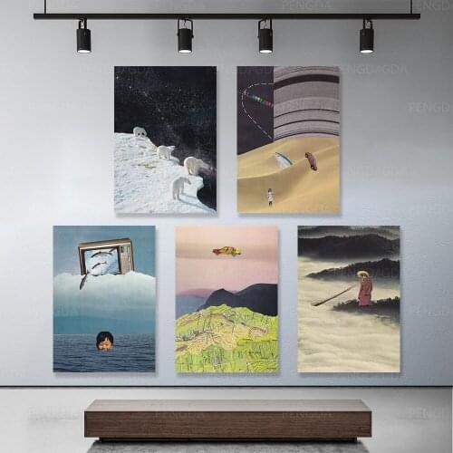 Wall Artwork Hd Prints Polar Bear Car Fish Mountain Modular Painting Poster Canvas Home Decoration Room Scenery Framed Pictures