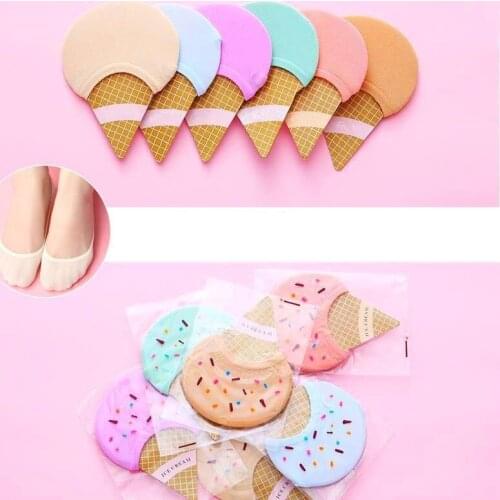 Spring And Summer Womens Colorful No Shown Socks 1 Pair Cute Thin Breatheable Socks Candy Color Ice Cream Socks EU 35-43 Size