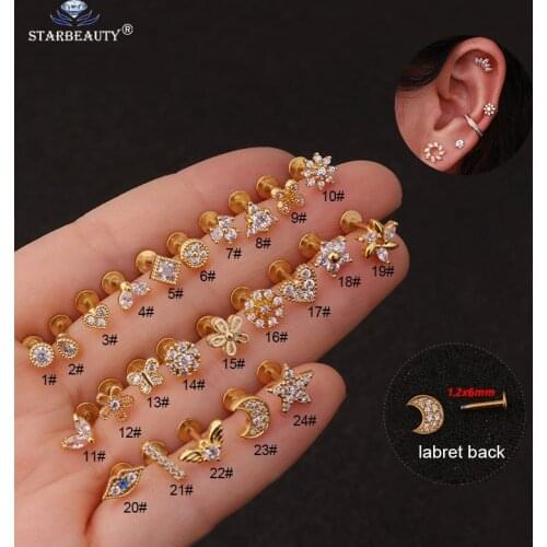 2020 New 1Pc 4mm Flat Disco Screw Back Ear Piercing Women Daith Helix Rook Tragus Piercing Jewelry Classic 16g Stainless Steel