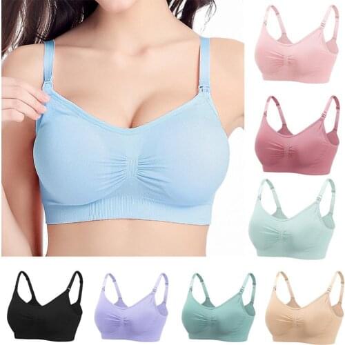 Solid Color Maternity Bra for Nursing Women Wire Free Front Open Breastfeeding Bra Push up Maternity Nursing Bra femme Underwear