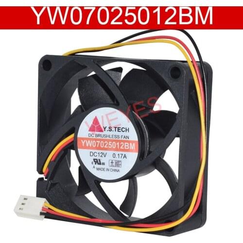 Original For Y.S.TECH YW07025012BM DC12V 0.17A 70x70x25mm Three Lines Cooling Fan