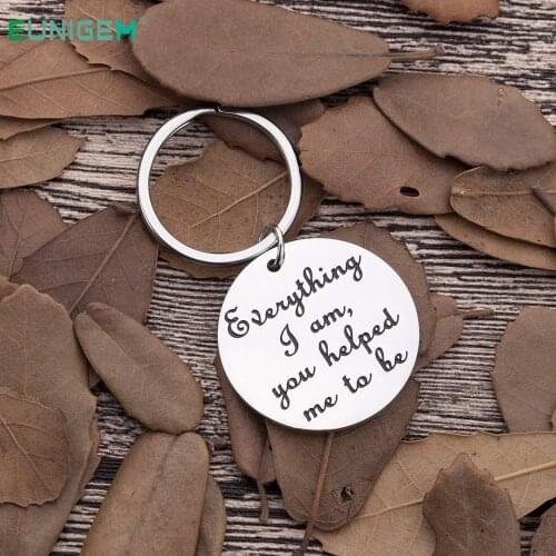 Fathers Day Gifts for Dad Mom Keychain Everything I Am You Helped Me To Be Thank You Gifts for Father Mother Teachers Coaches