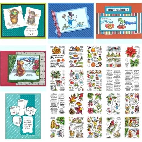 Holiday Gift Candy Critter Christmas Birds Bunnies Mouse Halloween Clear Stamps Silicone Seal for DIY Scrapbooking Card Crafts