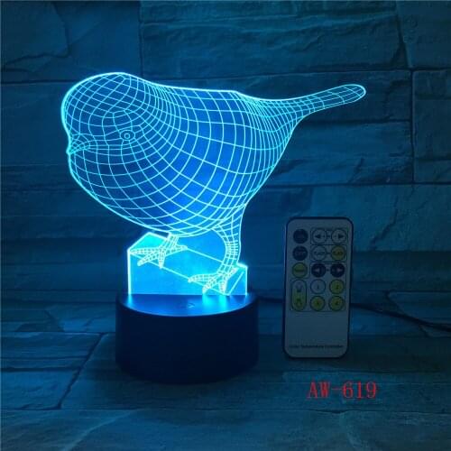 Bird Night Light 3D Touch Switch Remote Control Acrylic Engrave 7 Color Gradient Atmosphere Table Lamp Kids Color Gifts AW-619