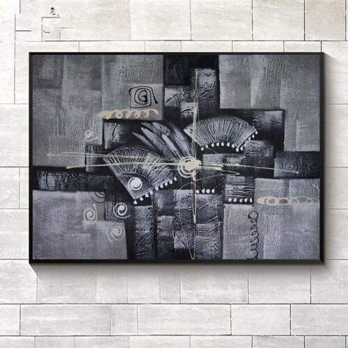 Hand Painted Modern Abstract Oil Painting on Canvas Wall Art for Living Room Decor Black and white Picture Canvas Painting