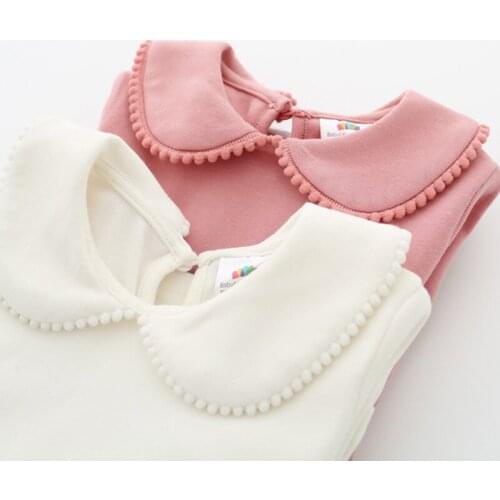 Spring Autumn 2-10 Years Old Baby ChildrenS Clothing Long Sleeve Solid Pure Color Cute Cartoon Kids Girls Basic T Shirts