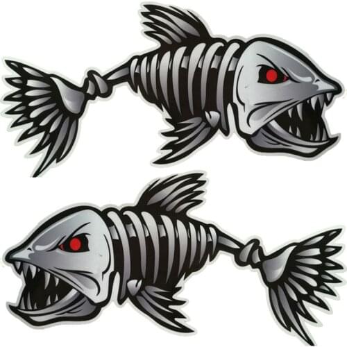 Scary Fish Skeleton Kayak Sticker Canoe Dinghy Marine Boat Car Truck Waterproof Stylish Sticker