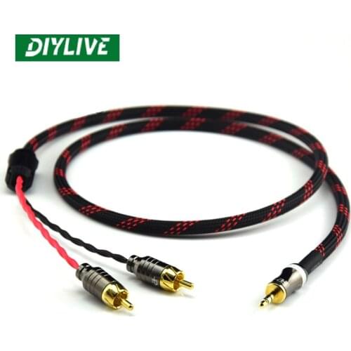 High fidelity Canare 3.5mm to 2RCA audio cable for PC mobile phone amplifiers with interconnect high quality 3.5 jack to RCA cab