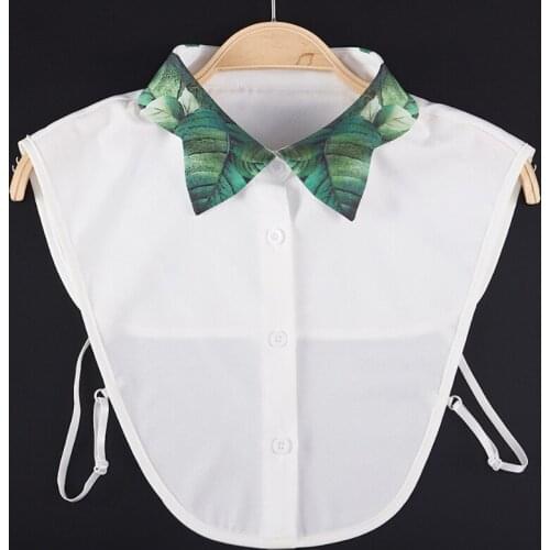YSMILE Y Women Print White Fake Collar Green Leaf Detachable Collar Female Shirt Sweater Remove Decorative Collar Girl Necklace