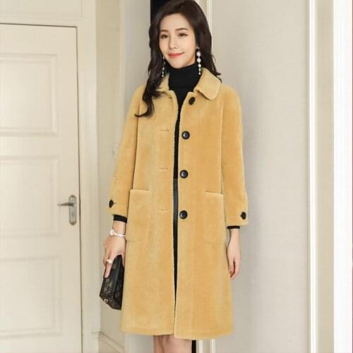 Winter 200% Wool Jacket Real Coat Women Long Korean Clothes Womens Fur Coats Jackets 2020 Veste Fourrure Femme KJ4285
