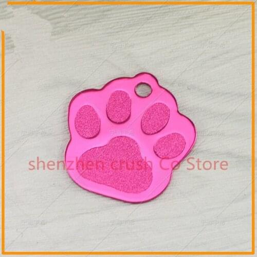 1000pcs/lot wholesale Aluminum Pet Name Tag craved mobile number simple footprint dog id tag 3 colors DIT-026