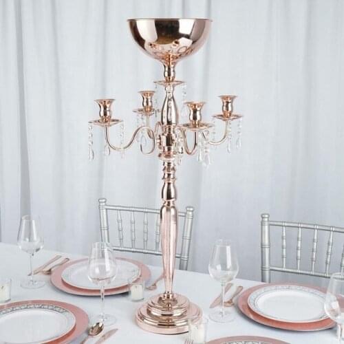 12pcs)Antique Tall flower stand centerpieces Gold Arm Metal Candelabra Centerpiece With Votive Candle Holder yudao1649