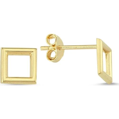14k (585) Gold Plain Mini Square Earrings