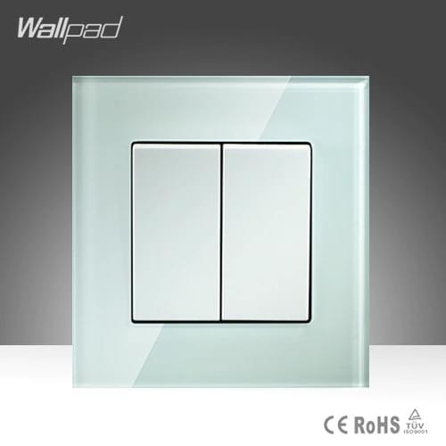 Amazing Discount 2 Gang 2 Way Wallpad Crystal Glass UK EU Double Control Push Button Light Wall Switch