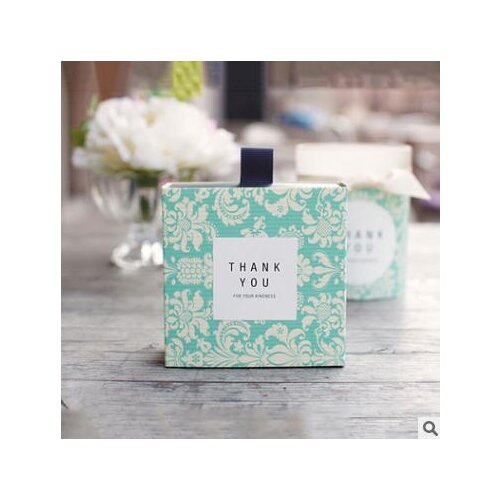 2018 new retro wedding candy boxes favors gift box for wedding party souvenirs for guests 8.5*8.5*3.5cm green brown pull box dec