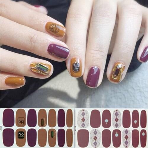 2020 New Designs 14 Tips Nail Sticker Manicure Tools Full Cover Wraps Decals Art Waterproof Environmetal Decorations Tips