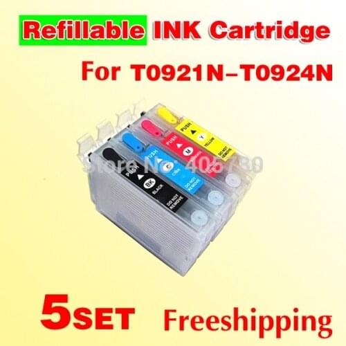 5set T92N T0921N refillable ink cartridges T0921N-T0924N for T26 T27 TX117 TX119 TX106 TX109 CX4300 C91 with chips