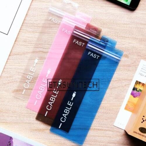 500pcs Plastic Zipper Lock Packing Bag with Hang Hole Reclosable Zipper Retails Cable Packaging Pouches