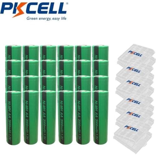 24Pcs Pkcell NI-MH AA Battery Rechargeable Industries Battery 1.2V 2000mAh Industrial Package Flat With 6Pcs Battery Box