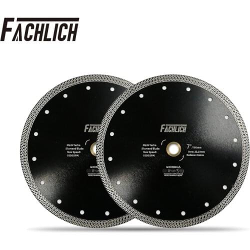 FACHLICH 2pcs Dia 7inch/180mm High Quality Diamond Cutting Disc Mesh Turbo Rim Segment Saw Blade for Marble Granite Stones