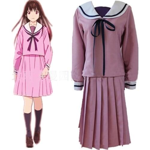 Anime Noragami Aragoto Iki Hiyori School Girl Uniform Cosplay Sailor Dress Halloween for Women Top + Skirt 2pcs Set Sailor Suit