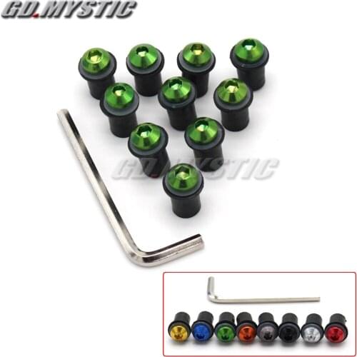 10Ps Motorcycle 5mm Windscreen Windshield Bolts Screw Nut Fastener Kit For KAWASAKI KX250F ZX9R VULCAN KX 125/250 ER6F KLX 250