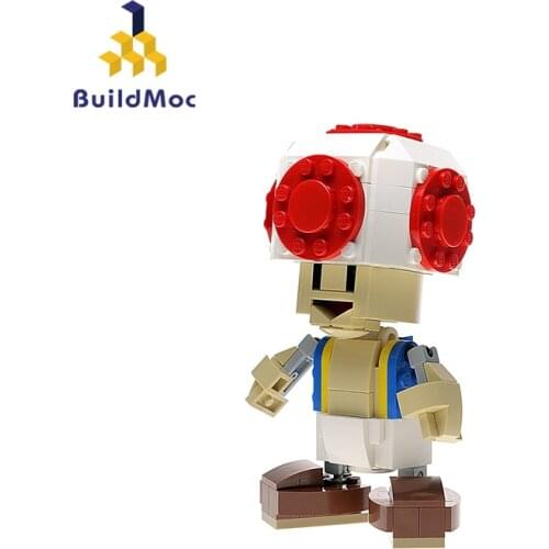 BuildMoc Creator Super Mary Bros Luigi Peach toad Goomba Toad Action Figures Building Blocks Children Plane Bricks Toys Kid Gift
