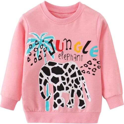 Jumping Meters Girls Cotton Clothing Spring Winter Baby Sweatshirts With Elephant Print Cute Hooded Shirts Sweaters For Children