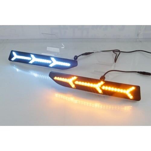 Osmrk led drl daytime running light for Volkswagen New Santana with moving yellow turn signals and blue night running light
