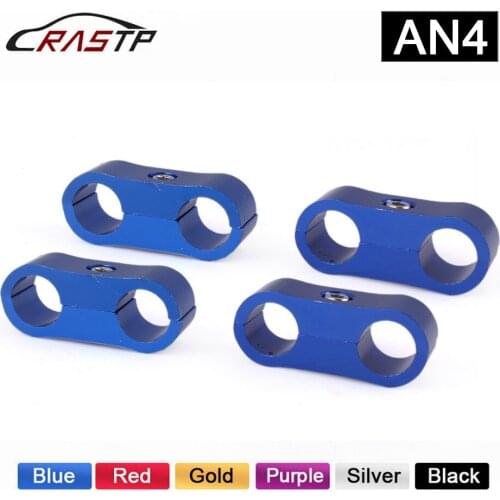 RASTP-4PCS AN4 Double Port Fuel Hose Clamp Pipe Clamp Clip Lean Tube Connector Aluminum Tunbing Clamps For Car Truck RS-HR013-4