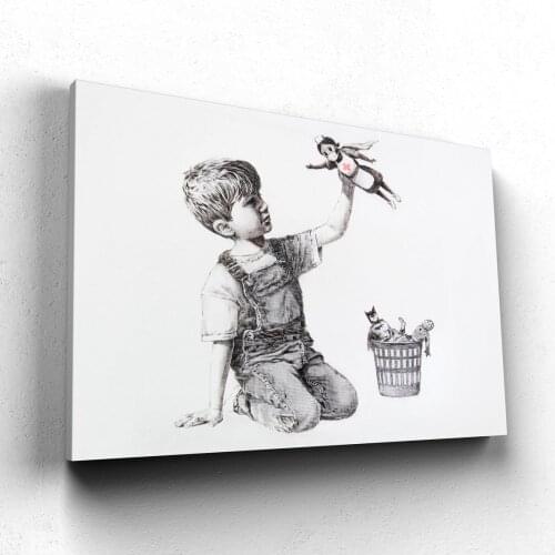 Nurse Superhero Canvas, Banksy Street Art Posters and Prints Canvas Wall Art Animals Canvas Picture for Living Room Home Decor