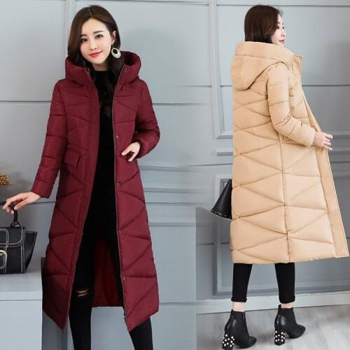 Fashion Long Parka Women 2020 Winter Jacket Slim Cotton Padded Stand Women Coat Hooded Outwear Parkas Female Thick Warm Coats