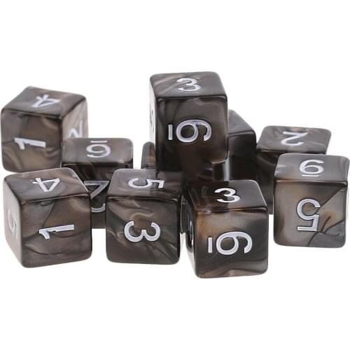 Hot Sale 10pcs/Set D6 Sided Acrylic Dice Set Polyhedral Dice Table Game Funny Entertainment Table Outdoor Dice