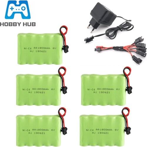 6V 1800mAh Ni-CD Battery and 6v Charger For RC Toy Car Boat GUN TANK Truck Trains RC Toy Model NICD 6V AA battery