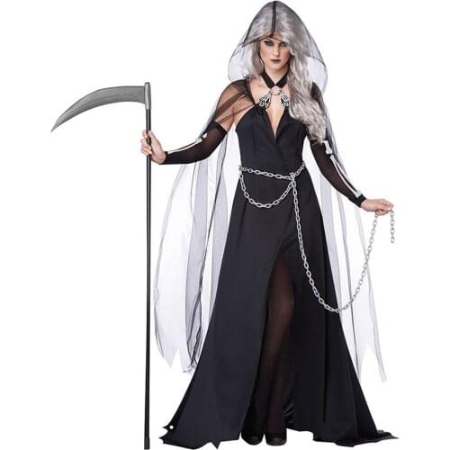 New Halloween Cosplay Costume Vampire Uniform Cosplay Lady Role Playing Zombie Ghost Bride Long Sleeve Mesh Dress