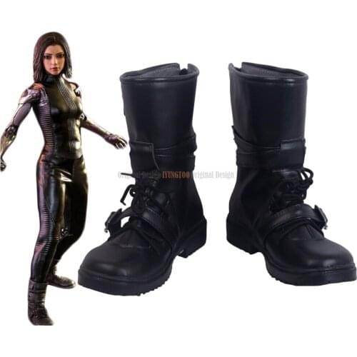 Alita Shoes Cosplay Alita: Battle Angel Alita Black Boots Cosplay Unisex Shoes Custom Made Any Size