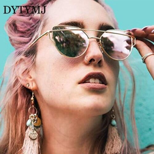 DYTYMJ Vintage Cat Eye Sunglasses Women Classic Metal Frame Sun Glasses for Women Mirror Retro Eyeglasses Lentes De Sol Mujer