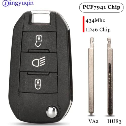 Jingyuqin 3 Buttons OEM Remote key Control 434Mhz ID46-7941 For Citroen C3 For Peugeot 208 308 508 2008 2012+ Hella Fold