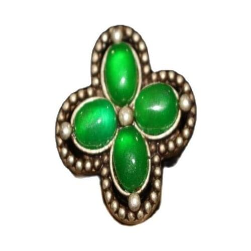 Early collection of old silver inlaid jade four mens and womens rings