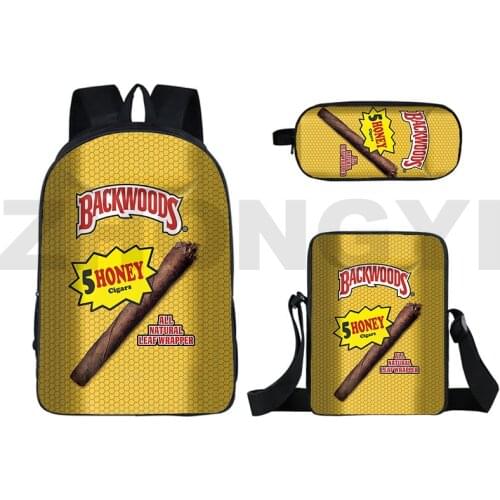 3D Print Backwoods Cigars Backpack Shoulder Bag 16 Inch Anime 3 Pcs Set Backwoods CIGARS Bookbag Bagpack School Bag Fashion