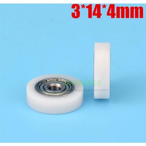 1pcs 3*14*4mm POM plastic bearing pulley, 623ZZ, inner hole 3mm, plane roller, plastic wheel