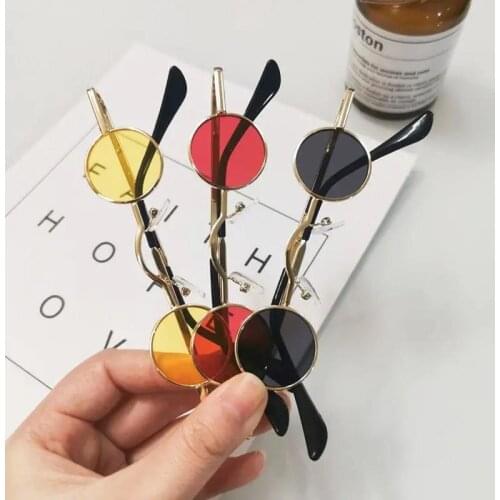 Cute Cosplay Punk Retro New Ultra-small Frame Unisex Hanging Nose Glasses Rock Round Sunglasses Cosplay