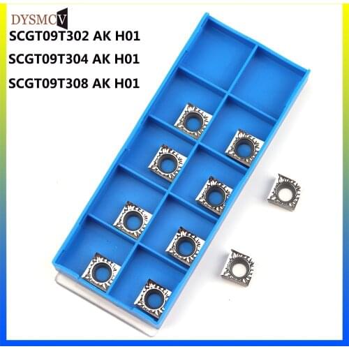 10pcs SCGT09T302 SCGT09T3024 SCGT09T308 AK H01 Carbide Inserts Round Blade CNC Lathe Cutter Aluminum Copper Machine cutting Tool